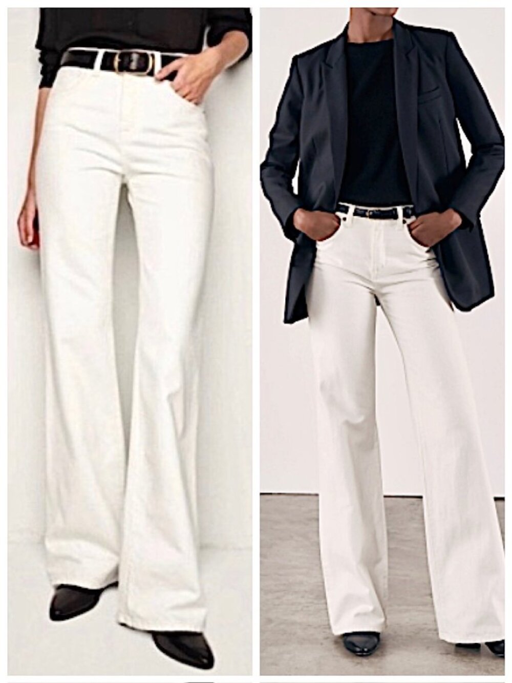 New Nili Lotan Celia Cream High-Rise Bootcut Jeans